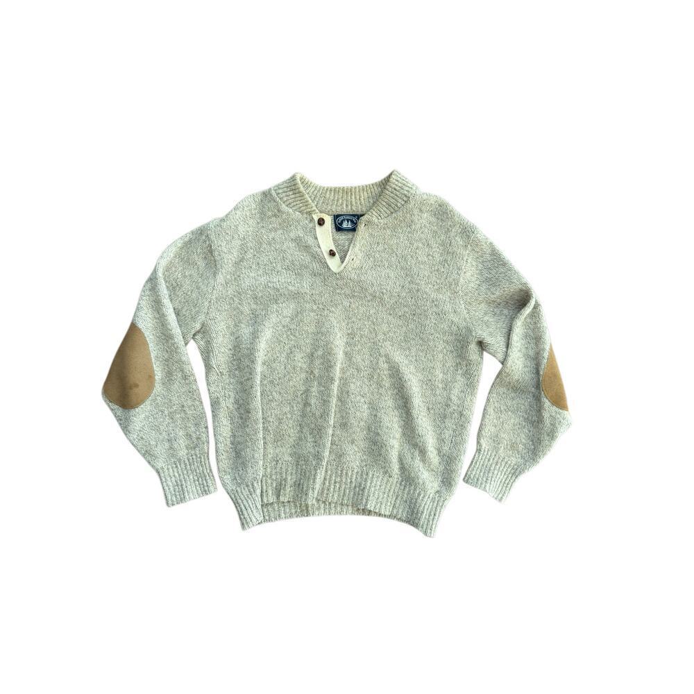 Boat House Row Men's Gray Wool Blended Crew Neck Sweater Size Medium chunky knit